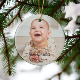 Vår första jul som mor- och farföräldrar Baby-foto Julgransprydnad Keramik
