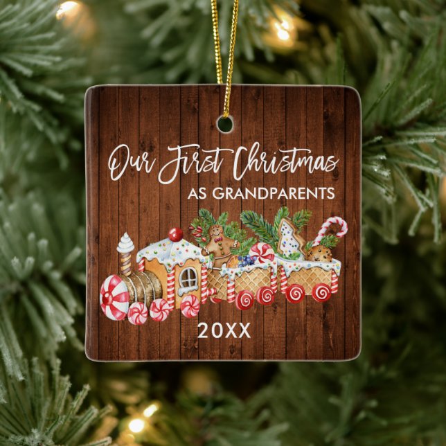 Vår första jul som mor- och farföräldrar Pepparkak Julgransprydnad Keramik (Träd)