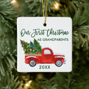 Vår första jul som mor- och farföräldrar vintage l julgransprydnad keramik