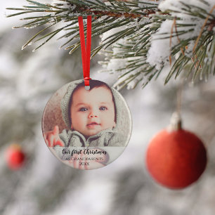 Vår första jul som morföräldrar 2 Fotoskript Julgransprydnad Keramik