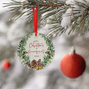 Vår första jul som morföräldrar, andningsfoto julgransprydnad keramik