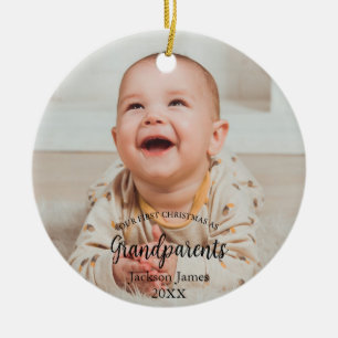 Vår första jul som morföräldrar Baby Photo Julgransprydnad Keramik