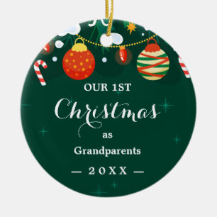 Vår första jul som morföräldrar Blommigt Foto Julgransprydnad Keramik