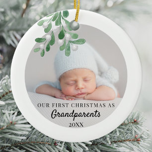 Vår första jul som morföräldrar Foliage Photo Julgransprydnad Keramik