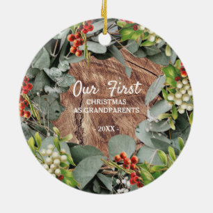 Vår första jul som morföräldrar Foto Julgransprydnad Keramik