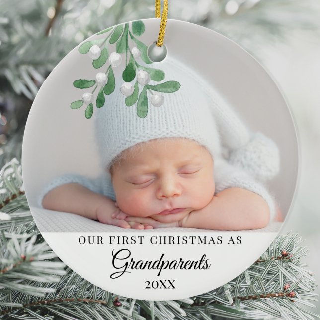 Vår första jul som morföräldrar Foto Julgransprydnad Keramik (Skapare uppladdad)