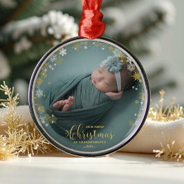 Vår första jul som morföräldrar Foto Ornament