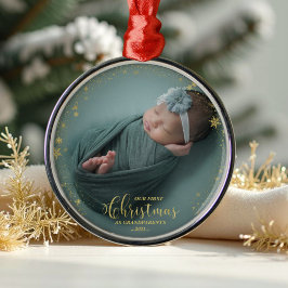 Vår första jul som morföräldrar Foto Ornament