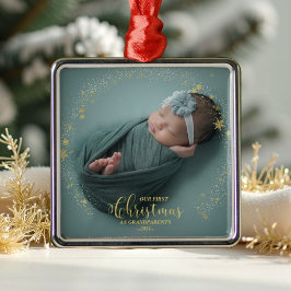 Vår första jul som morföräldrar Foto Ornament