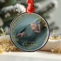 Vår första jul som morföräldrar Foto Ornament