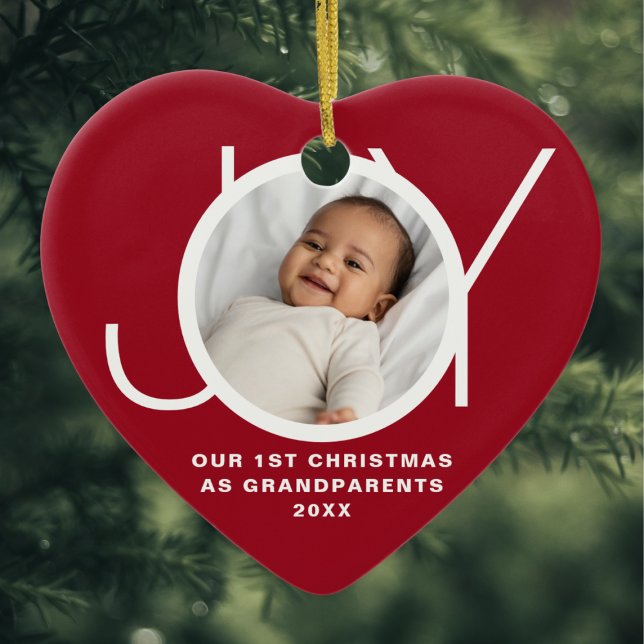 Vår första jul som morföräldrar Foto Red Julgransprydnad Keramik (Skapare uppladdad)