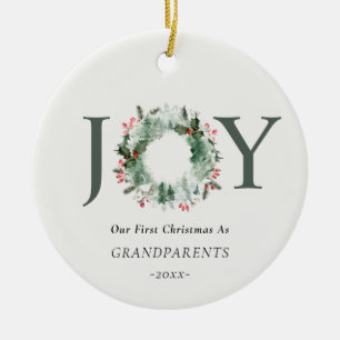 Vår första jul som morföräldrar Joy Photo Julgransprydnad Keramik