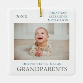 Vår första jul som morföräldrar julgransprydnad keramik