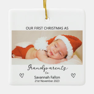 Vår första jul som morföräldrar julgransprydnad keramik