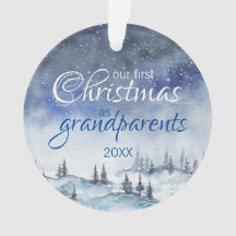 Vår första jul som morföräldrar prydnad
