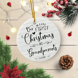 Vår första jul som morföräldrar Söt lantlig Julgransprydnad Keramik