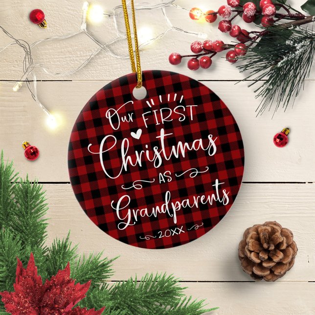 Vår första jul som morföräldrar Söt rustic Julgransprydnad Keramik (Skapare uppladdad)