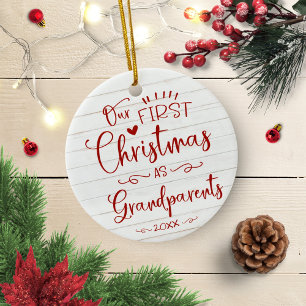 Vår första jul som morföräldrar Söt rusticitet Julgransprydnad Keramik