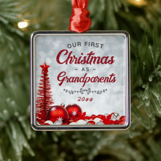 Vår första jul som morföräldrar tislös julgransprydnad metall