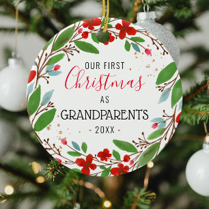 Vår första jul som morföräldrar Utandningsfoto Julgransprydnad Keramik