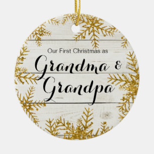Vår första jul som mormor- & morfarprydnad julgransprydnad keramik