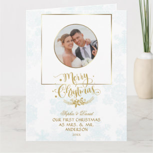 Vår första jul som Mr. & Mrs Anpassningsbar Photo Kort