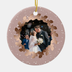 Vår första jul som Mr. & Mrs bröllop-foto Julgransprydnad Keramik
