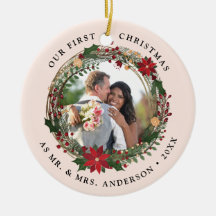Vår första jul som Mr. & Mrs bröllop-foto