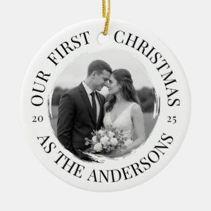 Vår första jul som Mr & Mrs. Julgransprydnad Keramik