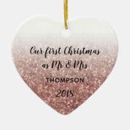 Vår första jul som Mr & Mrs. Married Couple Julgransprydnad Keramik