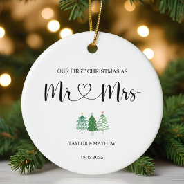 Vår första jul som Mr & Mrs. Married Gift Julgransprydnad Keramik