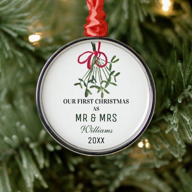 Vår första jul som MR & MRS. Mistletoe Rustic Julgransprydnad Metall (Träd)