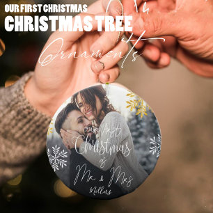 Vår första jul som mr & Mrs Newlyed Keepsak Julgransprydnad Keramik