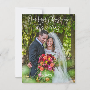 Vår första jul som Mr & Mrs Photo Helgdag Card Julkort