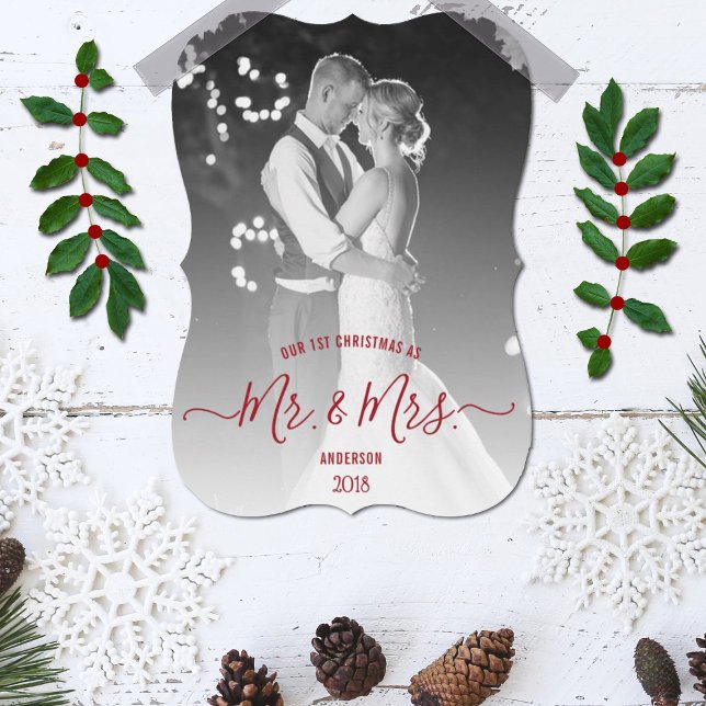 Vår första jul som Mr. & Mrs Photo Helgdag Julkort (Skapare uppladdad)