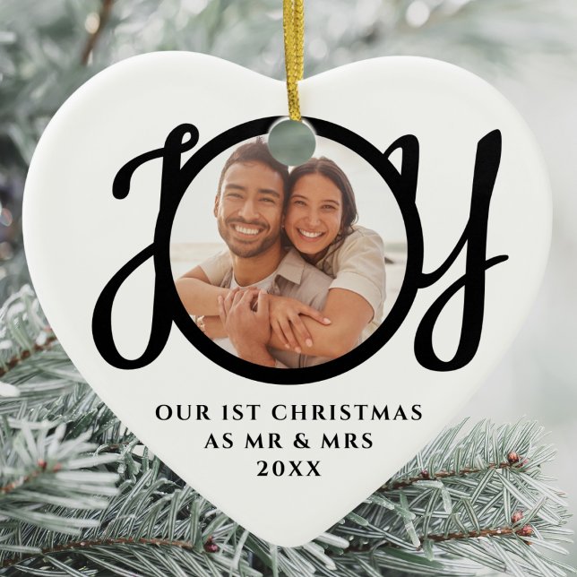 Vår första jul som Mr & Mrs Photo Julgransprydnad Keramik (Skapare uppladdad)