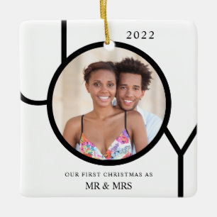 Vår första jul som Mr & Mrs Photo Julgransprydnad Keramik