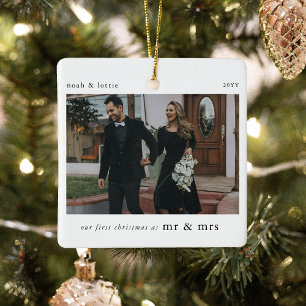 Vår första jul som Mr & Mrs. Photo Keepsaké Julgransprydnad Keramik