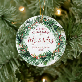 Vår första jul som Mr & Mrs Photo Wandeans Julgransprydnad Keramik
