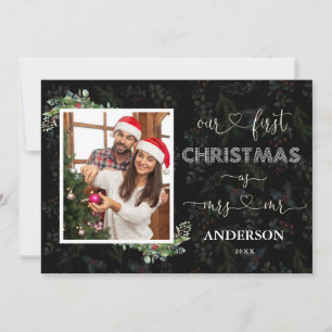 Vår första jul som Mr & Mrs. Script Photo Inbjudningar