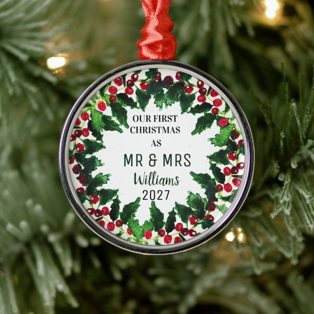Vår första jul som MR & MRS. Wandery Rustic Julgransprydnad Metall (Träd)