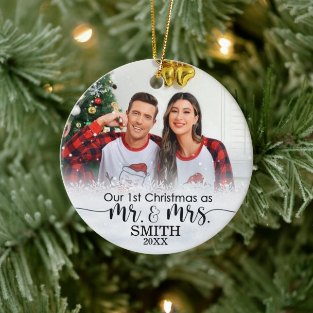 Vår första jul som mr och fru Ceramic Ornament (Träd)