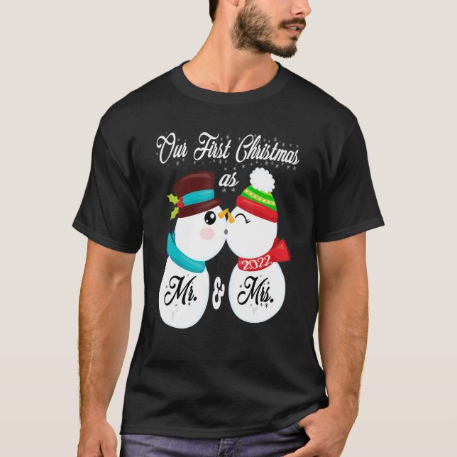 Vår första jul som mr och Matching PJ Snö T Shirt (Framsida)