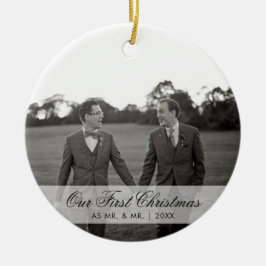 Vår första jul som Mr. och Mr. Photo Gay Julgransprydnad Keramik