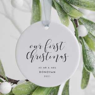 Vår första jul som Mr. och Mrs. elegant-foto Julgransprydnad Keramik