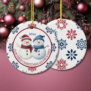 Vår första jul som Mr och Mrs. Julgransprydnad Keramik