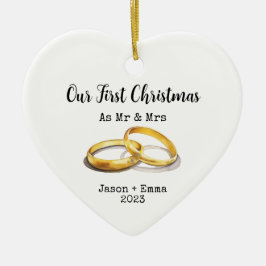 Vår första jul som mr och Mrs. Julgransprydnad Keramik