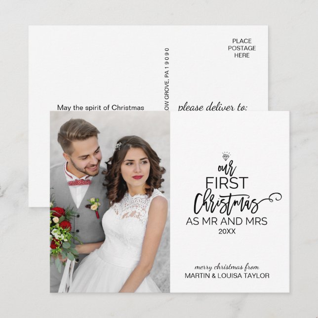 Vår första jul som Mr och Mrs. Photo Helg Vykort (Fram/baksida)