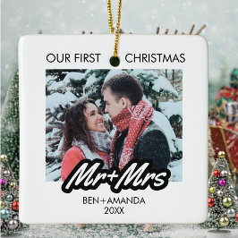 Vår första jul som Mr. och Mrs. Photo Julgransprydnad Keramik