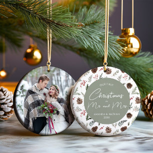 Vår första jul som Mr och Mrs. Photo Julgransprydnad Keramik